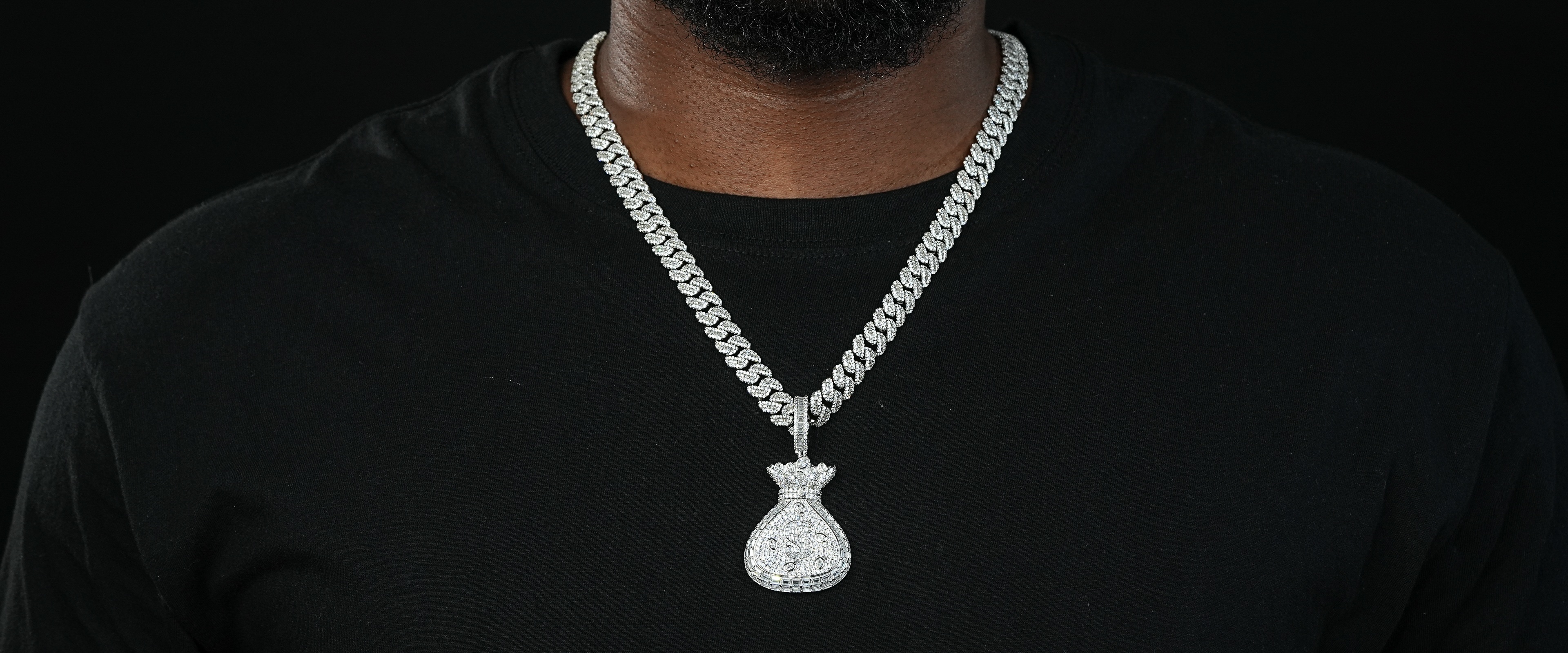 Shining Star Jewelry 925 Silver Pendant Mens Hip Hop Money Bag Pendant Shining Star Jewelry 925 Silver Pendant Mens Hip Hop Money Bag Pendant