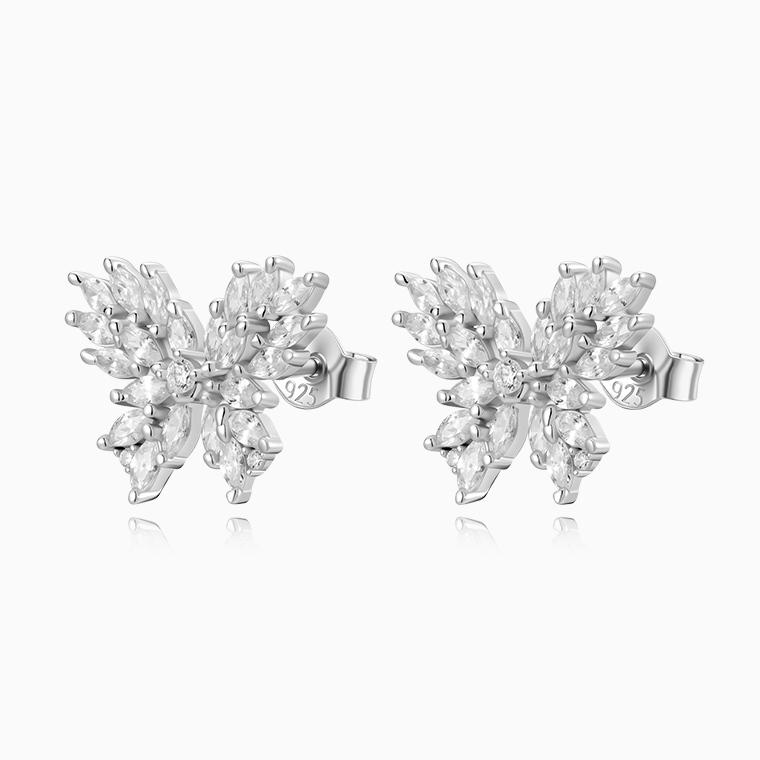 Shining Star Jewelry Women's Iced Out Marquise Diamond Butterfly Stud Earrings