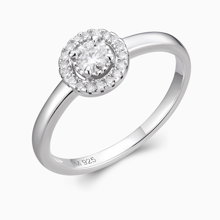 Shining Star Jewelry Round Moissanite Sterling Silver Halo Setting Jewelry Set