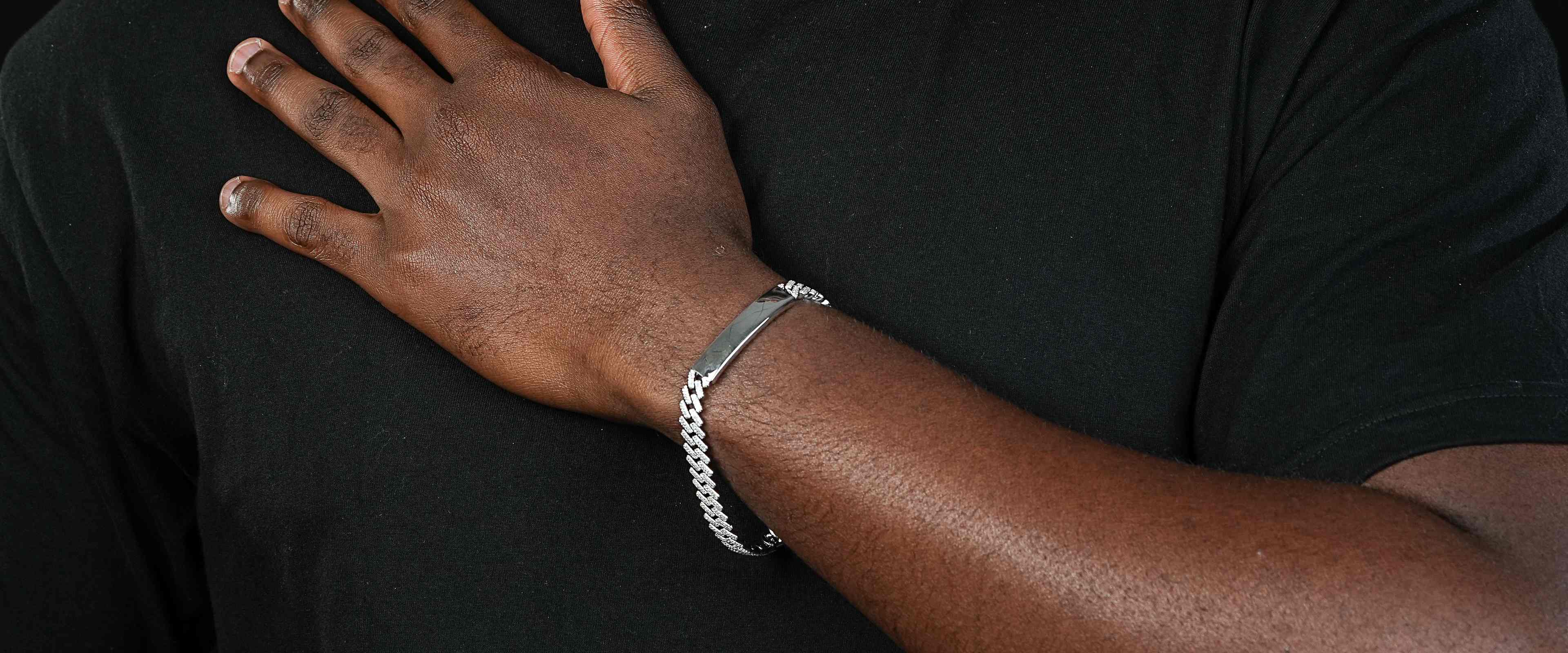 Shining Star Jewelry Rock Punk Style Custom Logo Sterling Silver Cuban Bracelet