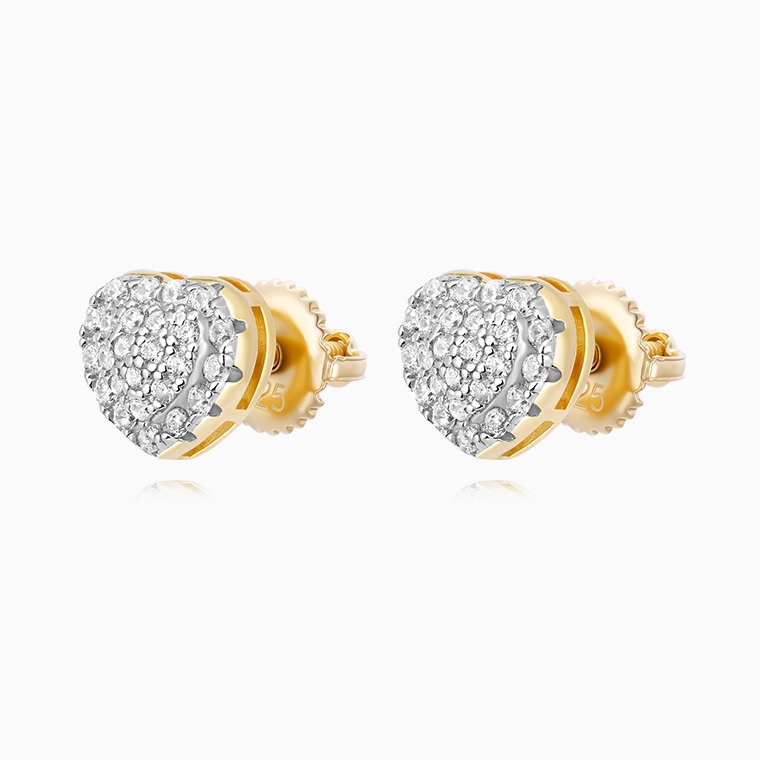 Shining Star Jewelry Fashionable Cubic Zirconia Silver Mens Heart Stud Earrings