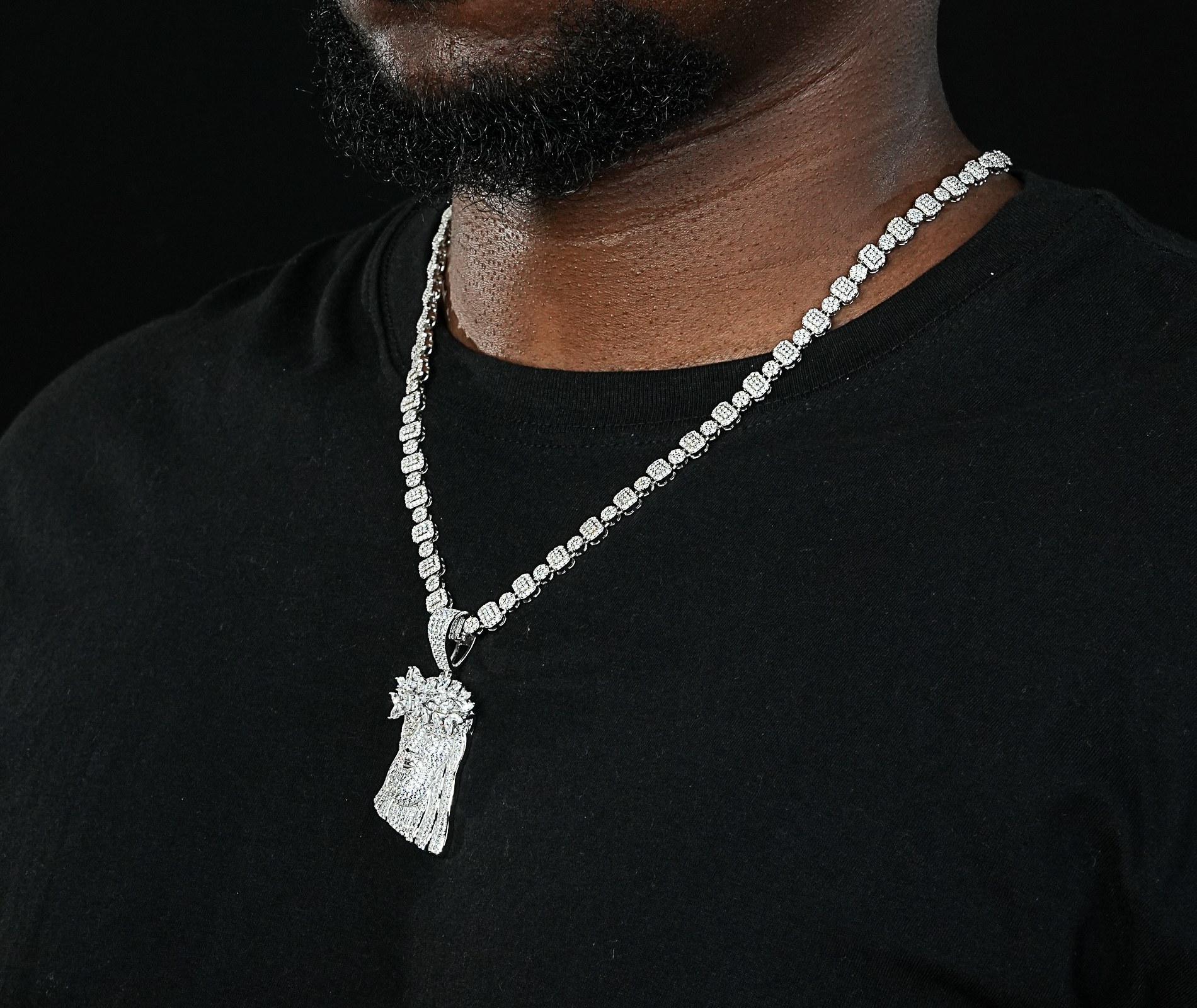 Shining Star Jewelry Bling Bling Iced 5A CZ 925 Silver Christian Jesus Pendant Shining Star Jewelry Bling Bling Iced 5A CZ 925 Silver Christian Jesus Pendant