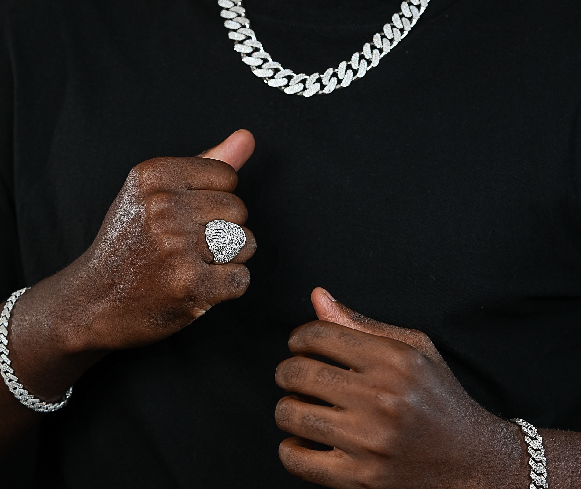 Shining Star Jewelry Chunky 925 Sterling Silver Moissanite Men Hamsa Ring