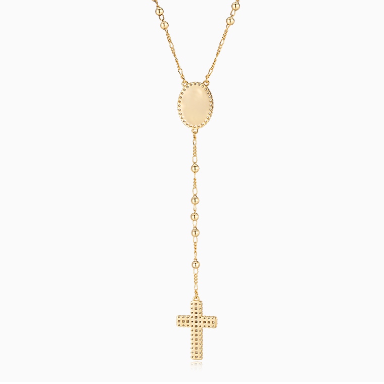 Shining Star Jewelry Zircon Virgin Mary Cross Charms Pendant Rosary Necklace