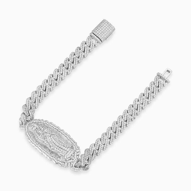 Shining Star Jewelry Charms 925 Silver Zircon Blessed Virgin Mary Cuban Bracelet Shining Star Jewelry Charms 925 Silver Zircon Blessed Virgin Mary Cuban Bracelet