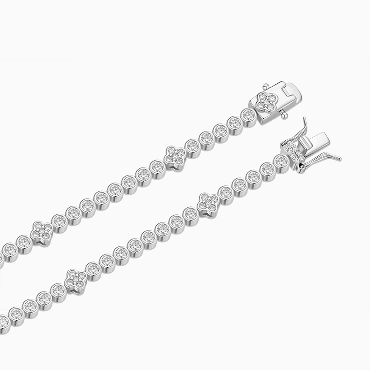 Shining Star Jewelry Moissanite Bezel Setting Colored Four Leaf Clover Bracelet