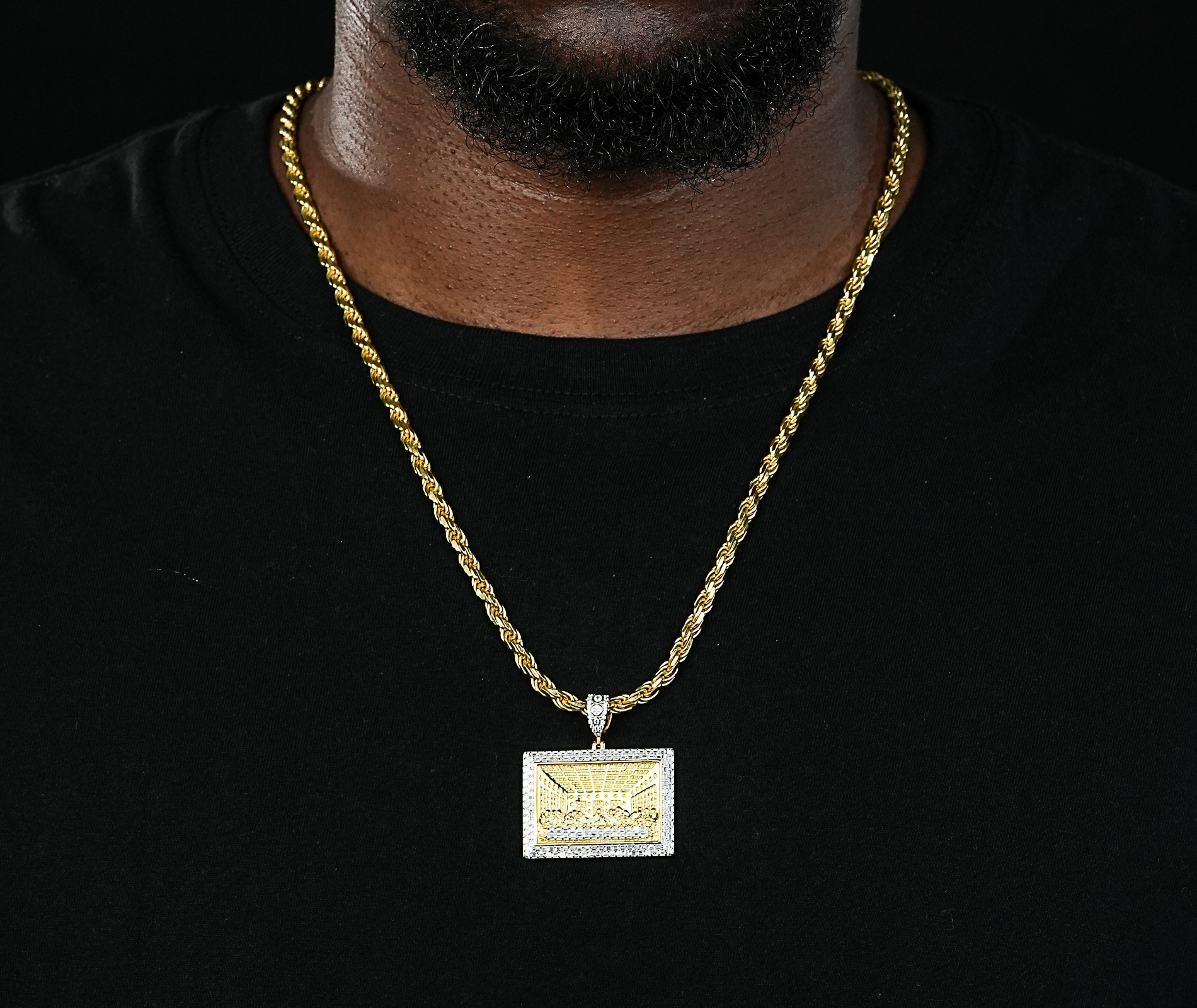 Shining Star Jewelry 14K Gold Plating Moissanite Last Supper Pendant