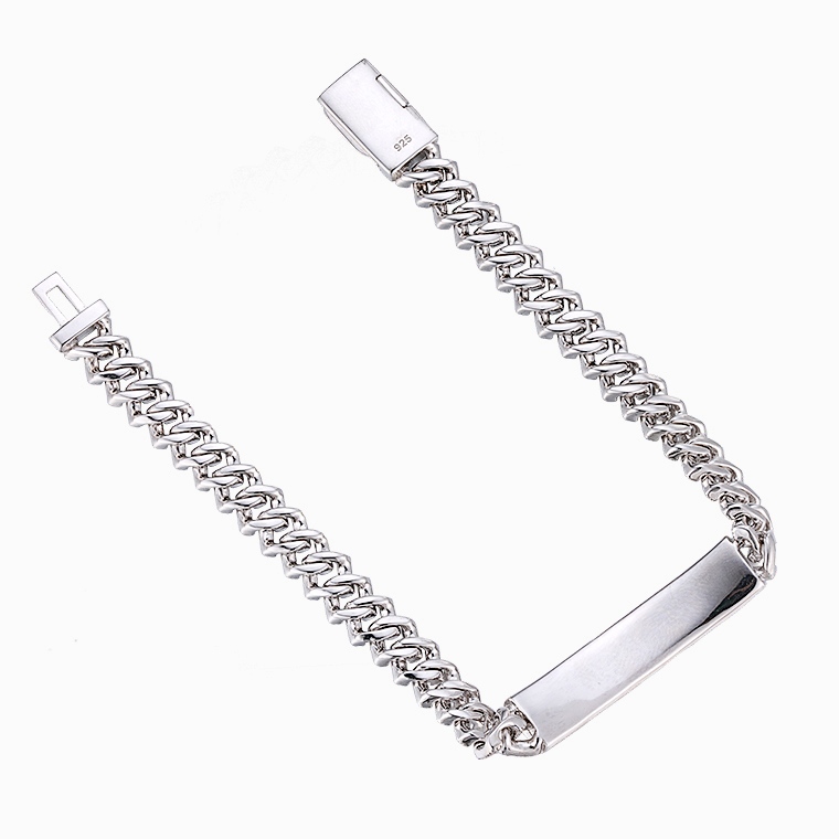 Shining Star Jewelry Rock Punk Style Custom Logo Sterling Silver Cuban Bracelet