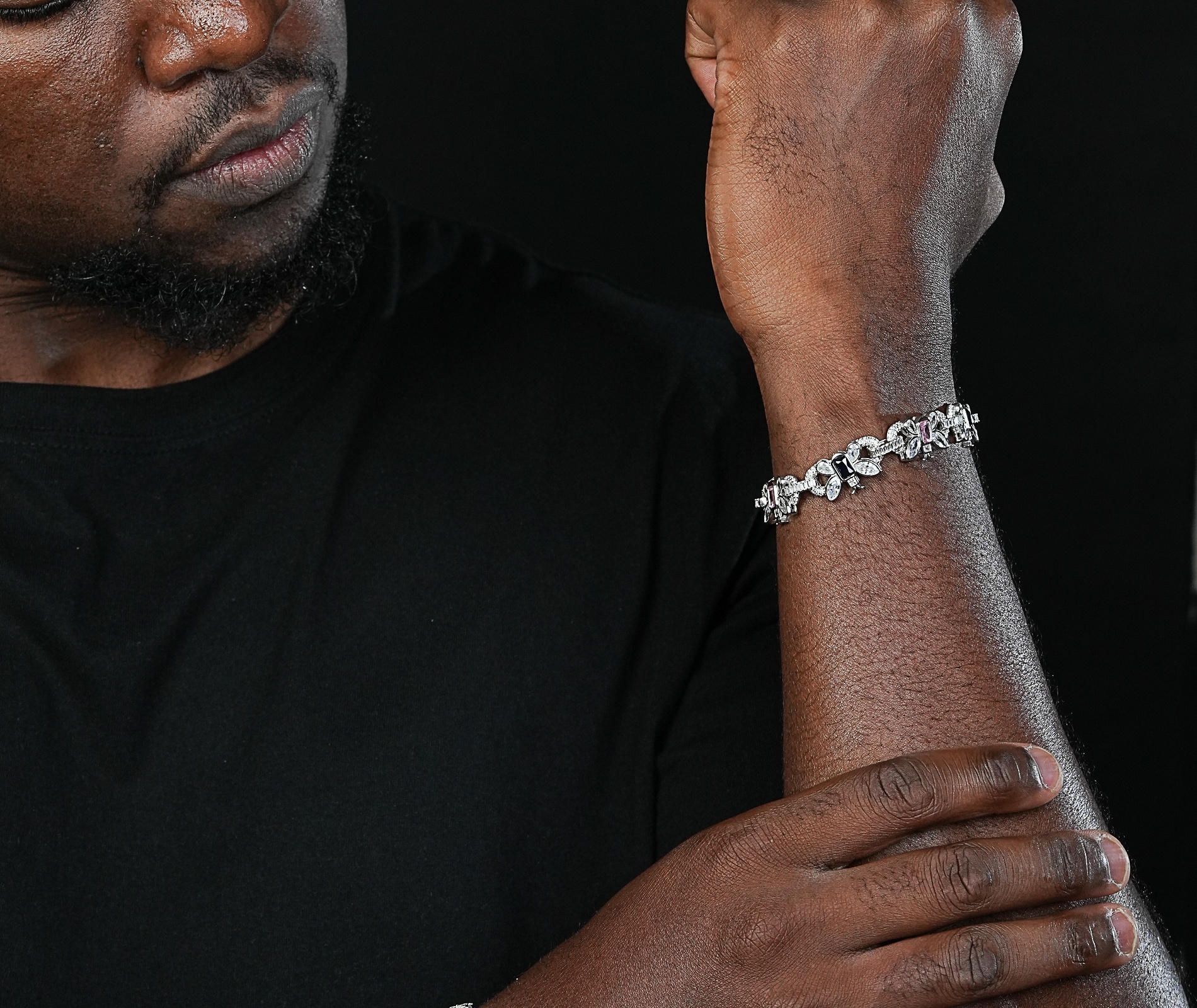 Shining Star Jewelry Hot Sale Platinum Butterfly Moissanite Hip Hop Bracelet