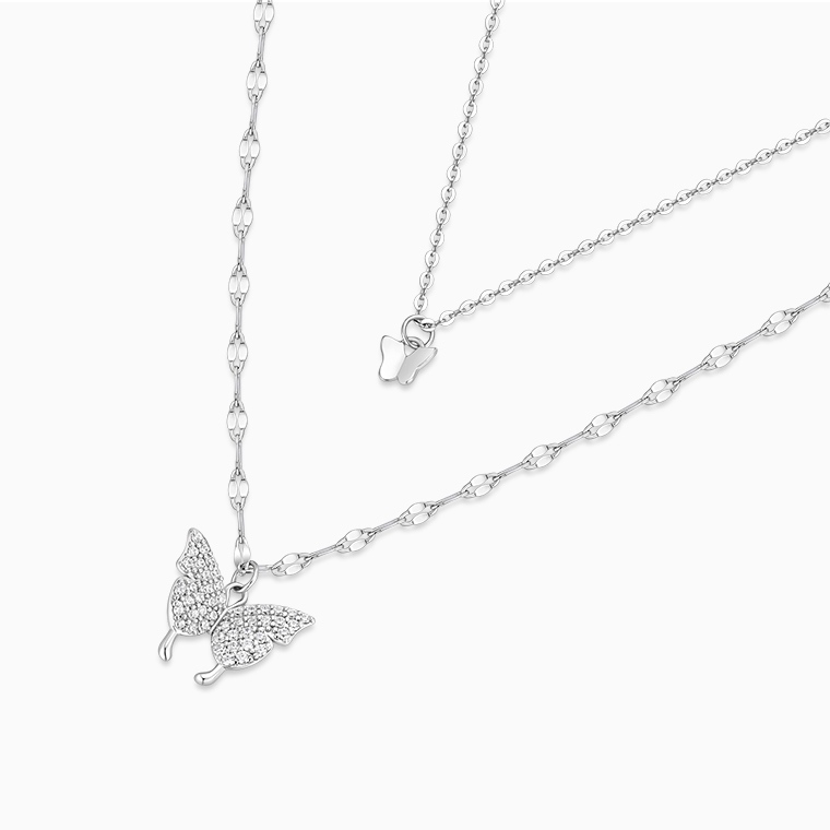 Shining Star Jewelry Adjustable Moissanite Butterfly Double Fine Necklace Women Shining Star Jewelry Adjustable Moissanite Butterfly Double Fine Necklace Women