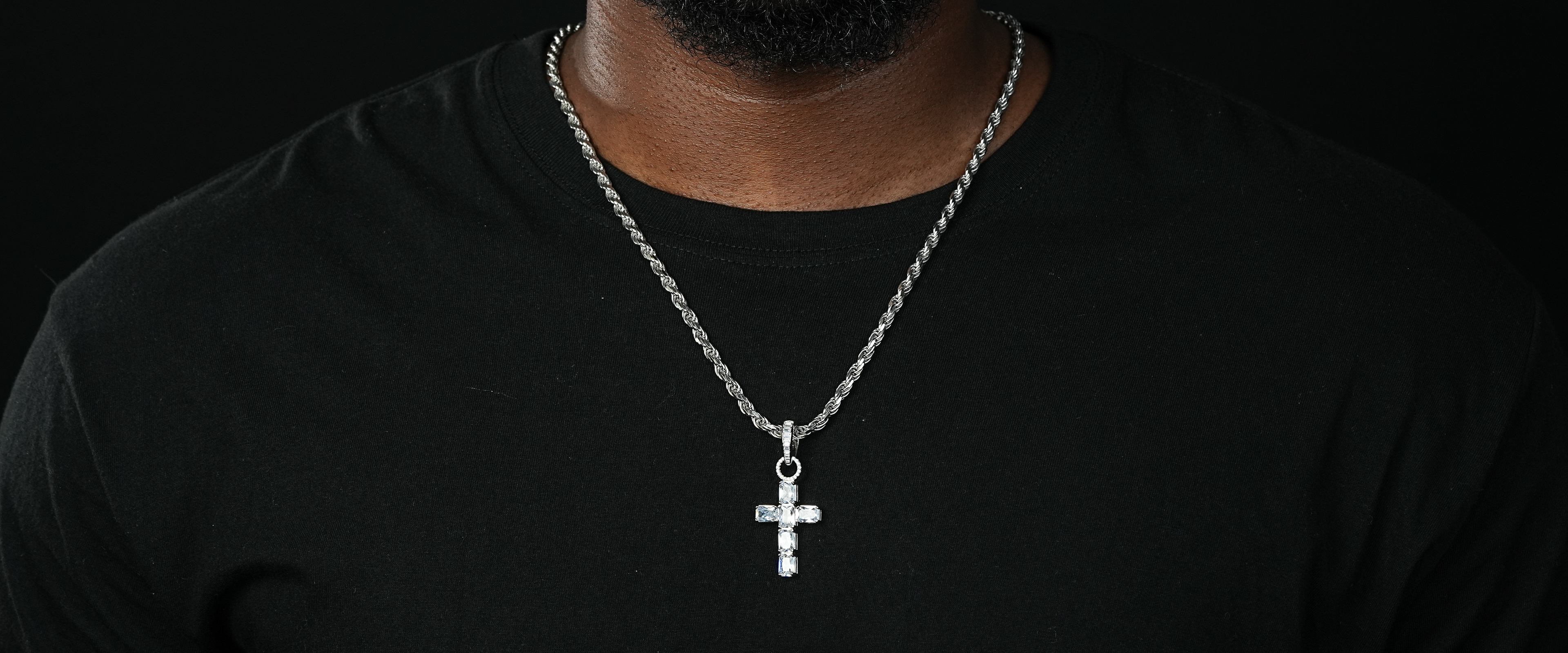 Shining Star Jewelry Manufacturer Men Women Baguette Moissanite Cross Pendant