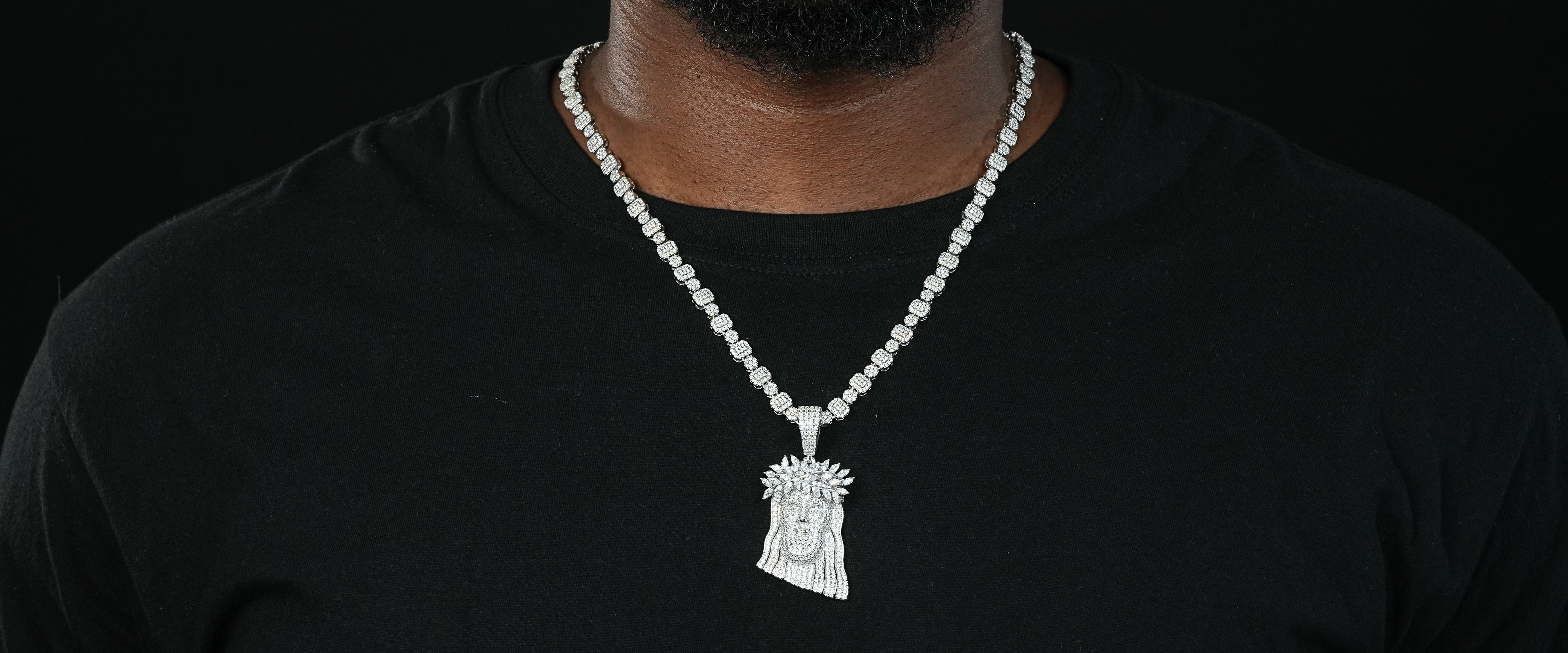 Shining Star Jewelry Bling Bling Iced 5A CZ 925 Silver Christian Jesus Pendant Shining Star Jewelry Bling Bling Iced 5A CZ 925 Silver Christian Jesus Pendant