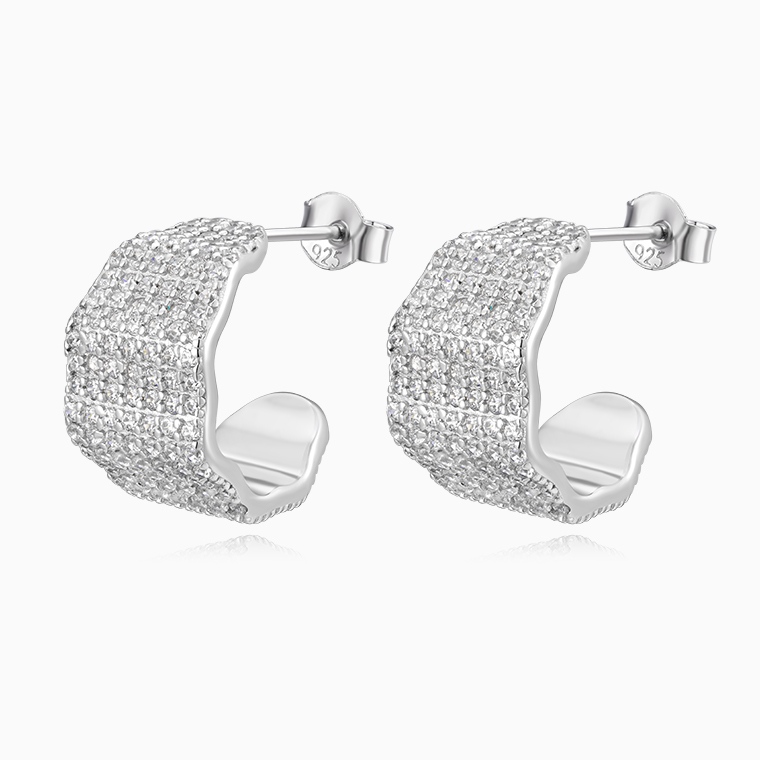 Shining Star Jewelry Trendy Women's Sterling Silver Micro pave CZ Stud Earrings Shining Star Jewelry Trendy Women's Sterling Silver Micro pave CZ Stud Earrings