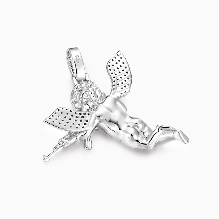 Shining Star Jewelry 925 Silver Revenge Angel Iced Zircon Crystal Wing Pendant