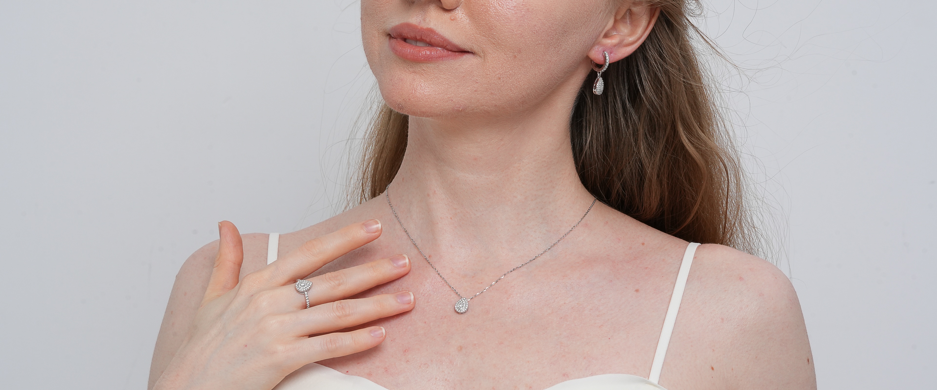 Shining Star Jewelry Trendy Vvs 925 Silver Pear Shaped Earring Necklace Sets Shining Star Jewelry Trendy Vvs 925 Silver Pear Shaped Earring Necklace Sets