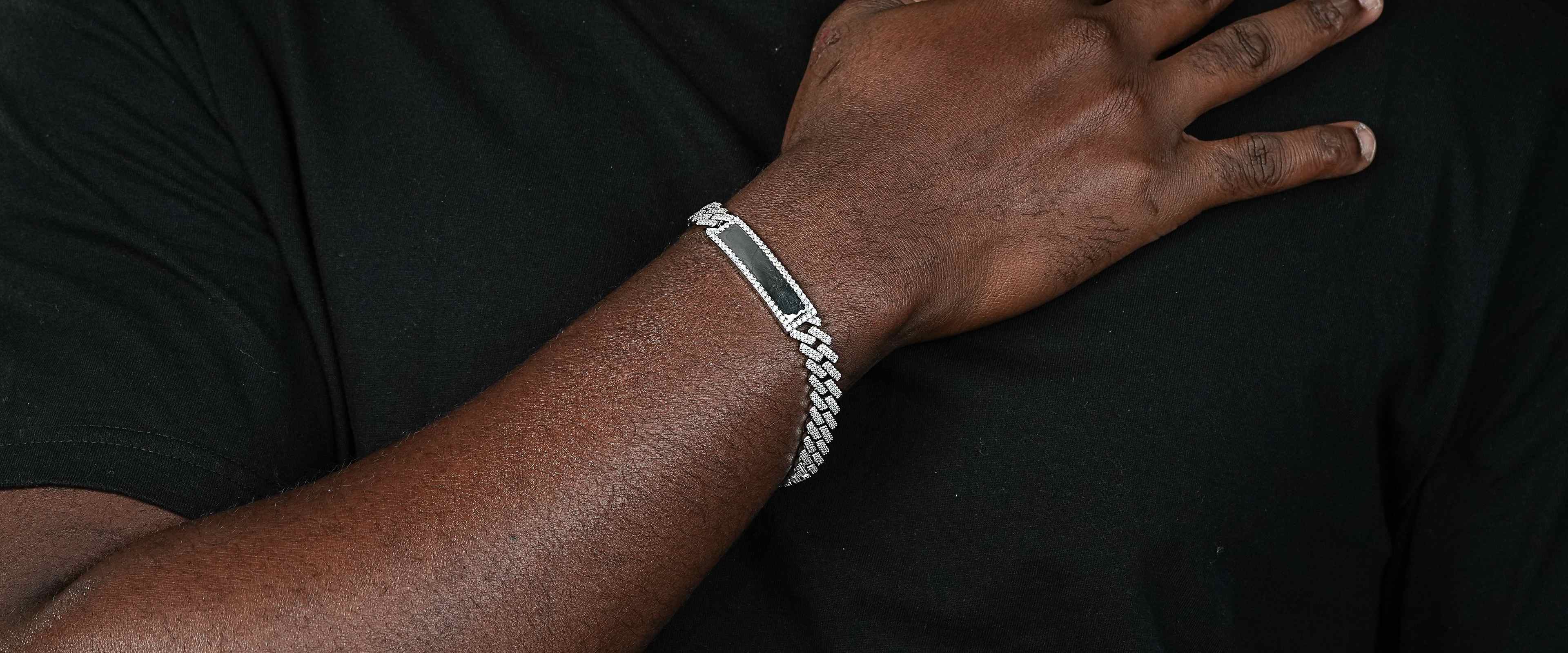 Shining Star Jewelry Personalized Custom Logo Moissanite Silver Cuban Bracelet