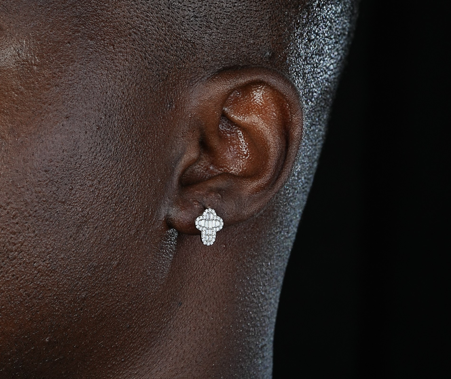 Shining Star Jewelry New Arrivals Luxury 925 Silver Full Diamond Cross Earrings