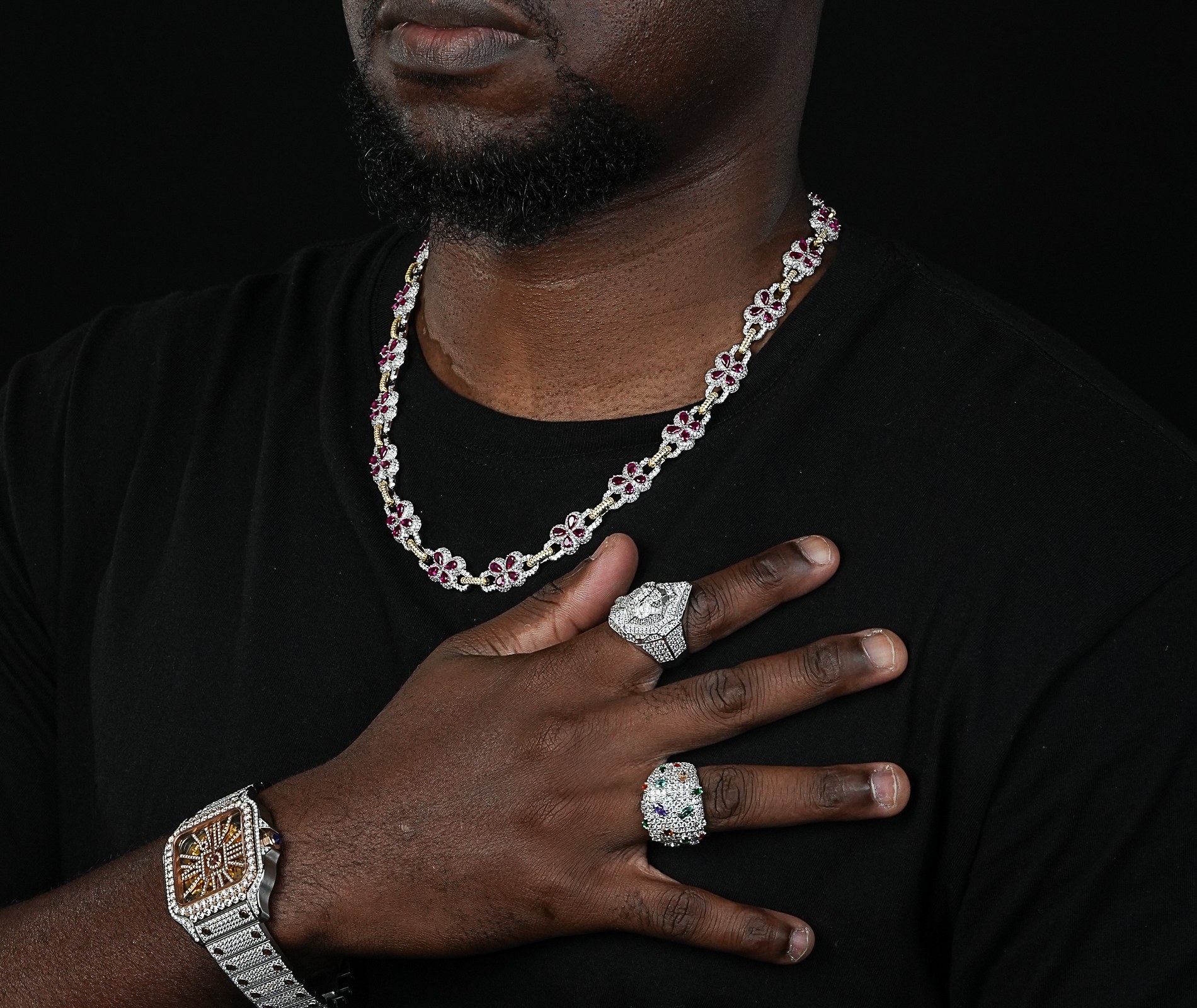 Shining Star Jewelry Elegant Luxury 925 Silver Pear Cut Ruby Butterfly Necklace