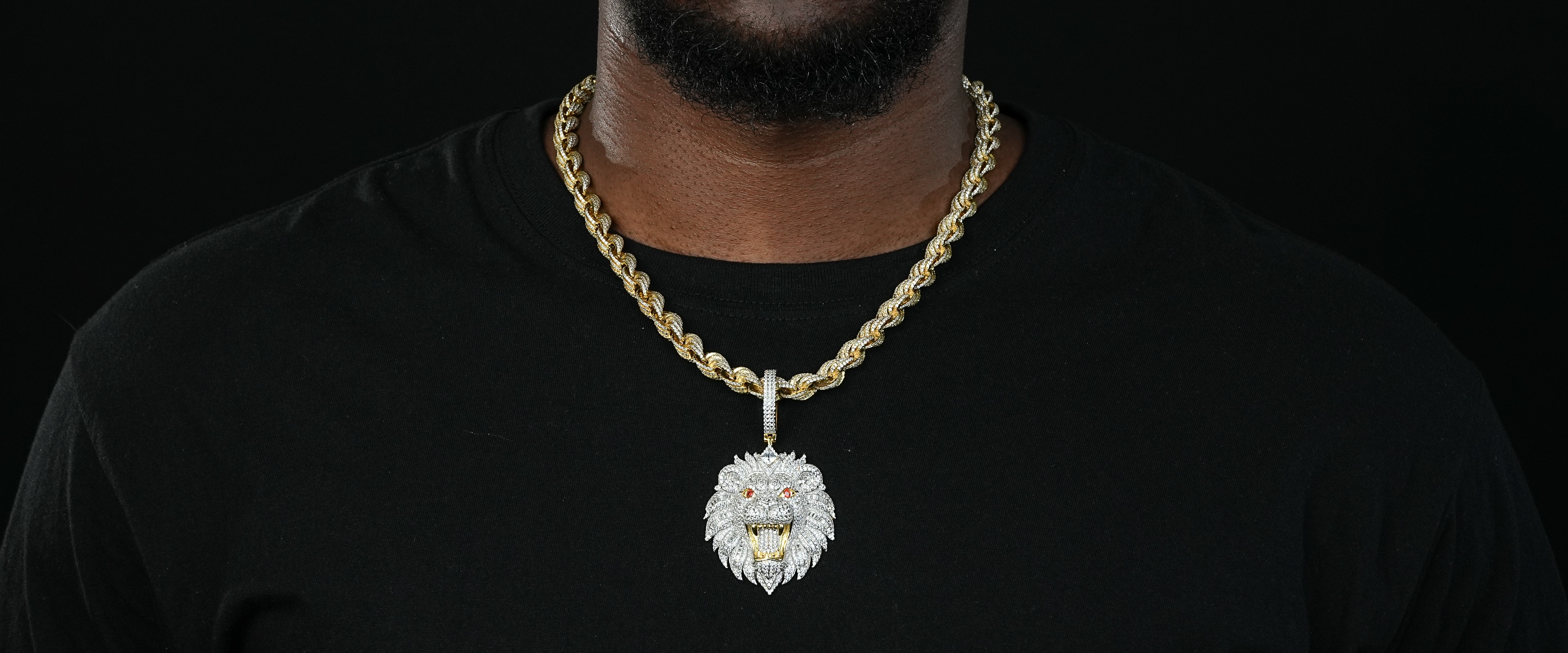 Shining Star Jewelry 925 Solid Silver Iced Out Diamond Lion Head Pendant