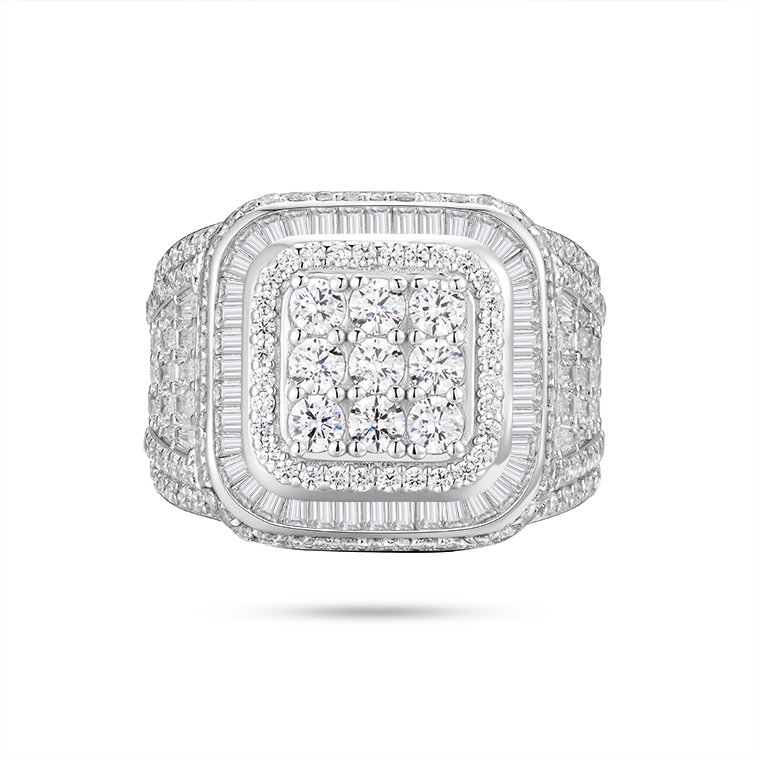 925 Sterling Silver Men's Ring | Moissanite Inlaid |  hip hop jewelry