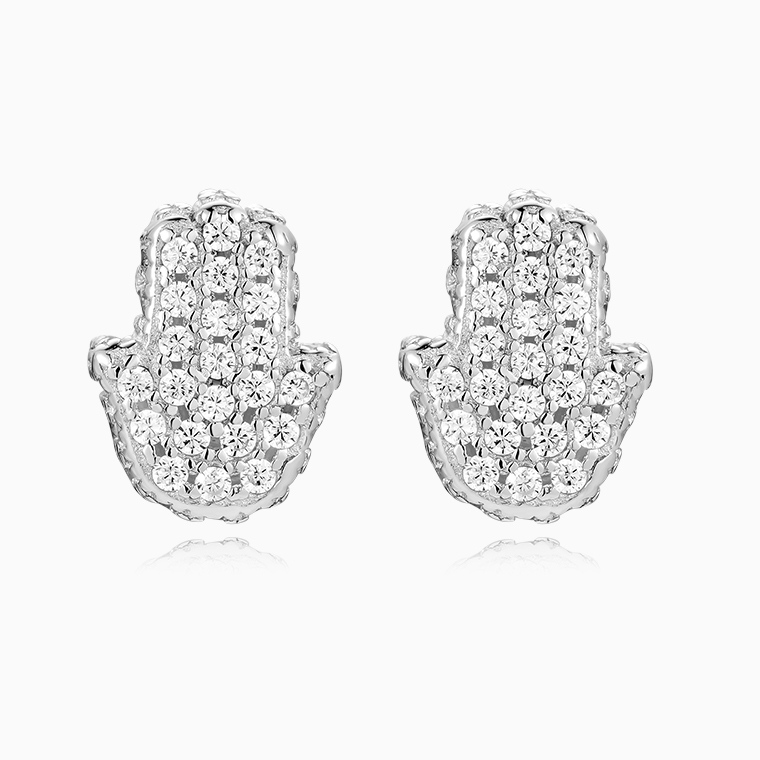 Shining Star Jewelry Hip Hop Trendy Men Iced Out Charms Hamsa Hand Stud Earrings