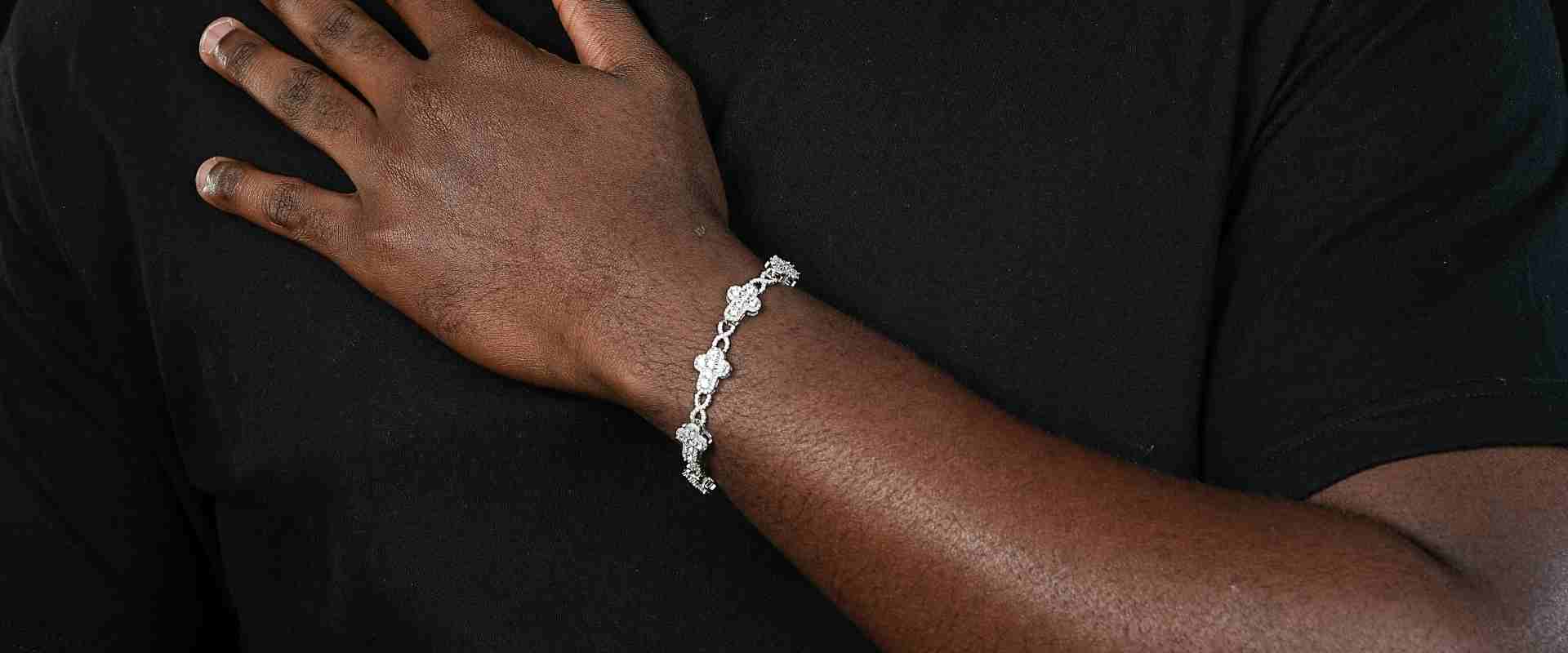 Shining Star Jewelry Trendy Iced Out VVS Moissanite Infinity Link Cross Bracelet