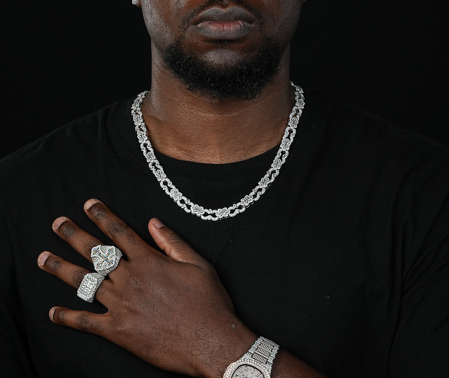 Shining Star Jewelry Unique Design Infinity Chain Moissanite Flowers Necklace Shining Star Jewelry Unique Design Infinity Chain Moissanite Flowers Necklace