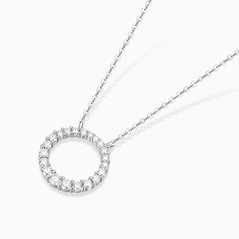Shining Star Jewelry Adjustable Moissanite Hollow Circle Pendant Fine Necklace