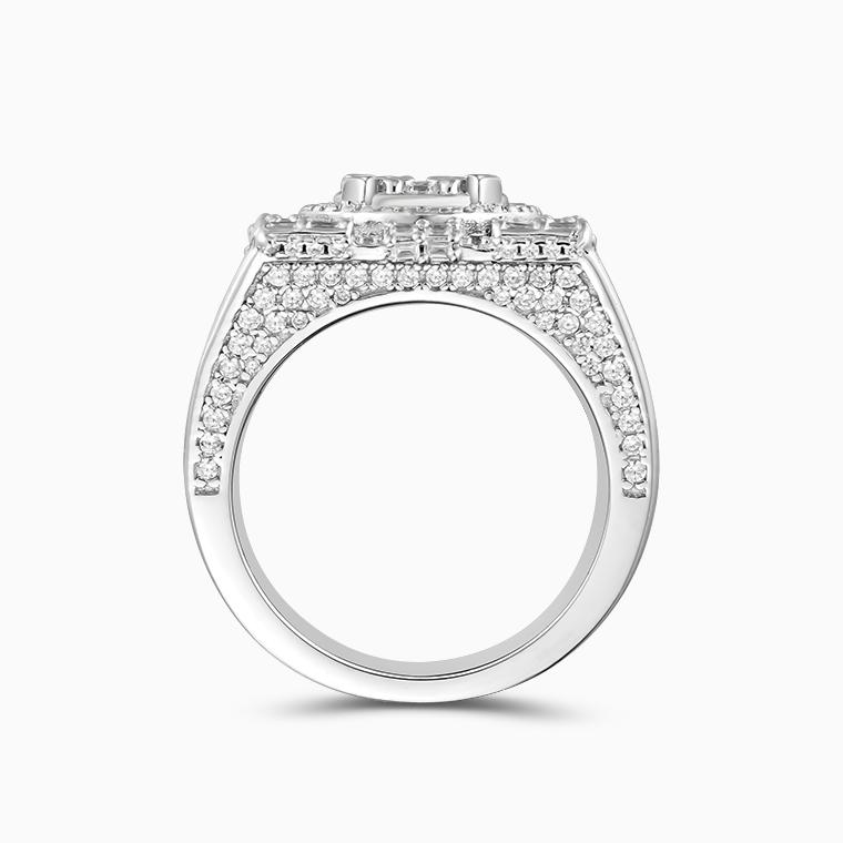 Shining Star Jewelry Hip Hop Rapper Fashionable 925 Silver Zircon Cluster Ring