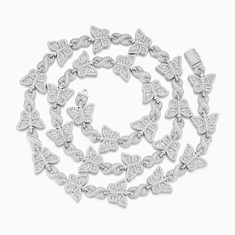 Shining Star Jewelry New Design Moissanite Infinity Link Chain Butterfly Necklace