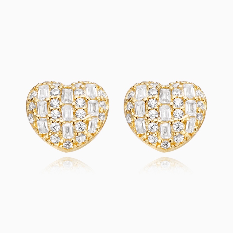 Shining Star Jewelry Classical Cubic Zirconia Hip Hop Heart Shape Stud Earrings