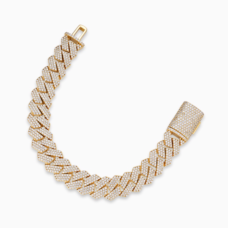 Shining Star Jewelry Stylish Sterling Silver Trapezoid Iced Out Cuban Bracelet Shining Star Jewelry Stylish Sterling Silver Trapezoid Iced Out Cuban Bracelet