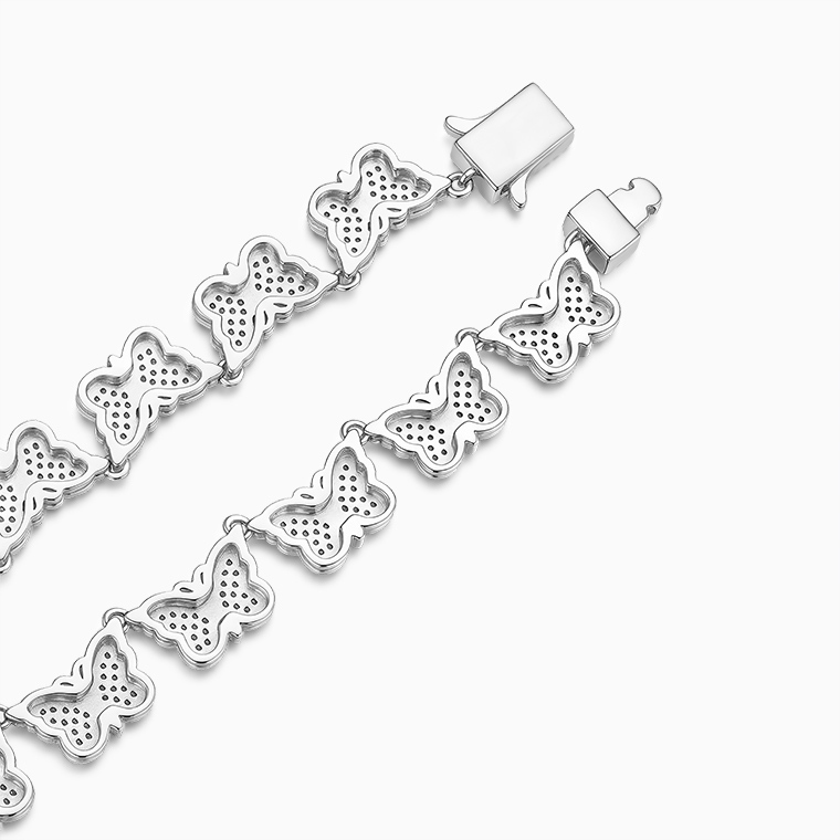 Shining Star Jewelry Fashionable Silver Iced Out Moissanite Butterfly Necklace