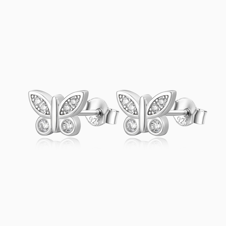 Shining Star Jewelry Women's Sterling Silver Moissanite Butterfly Stud Earrings Shining Star Jewelry Women's Sterling Silver Moissanite Butterfly Stud Earrings