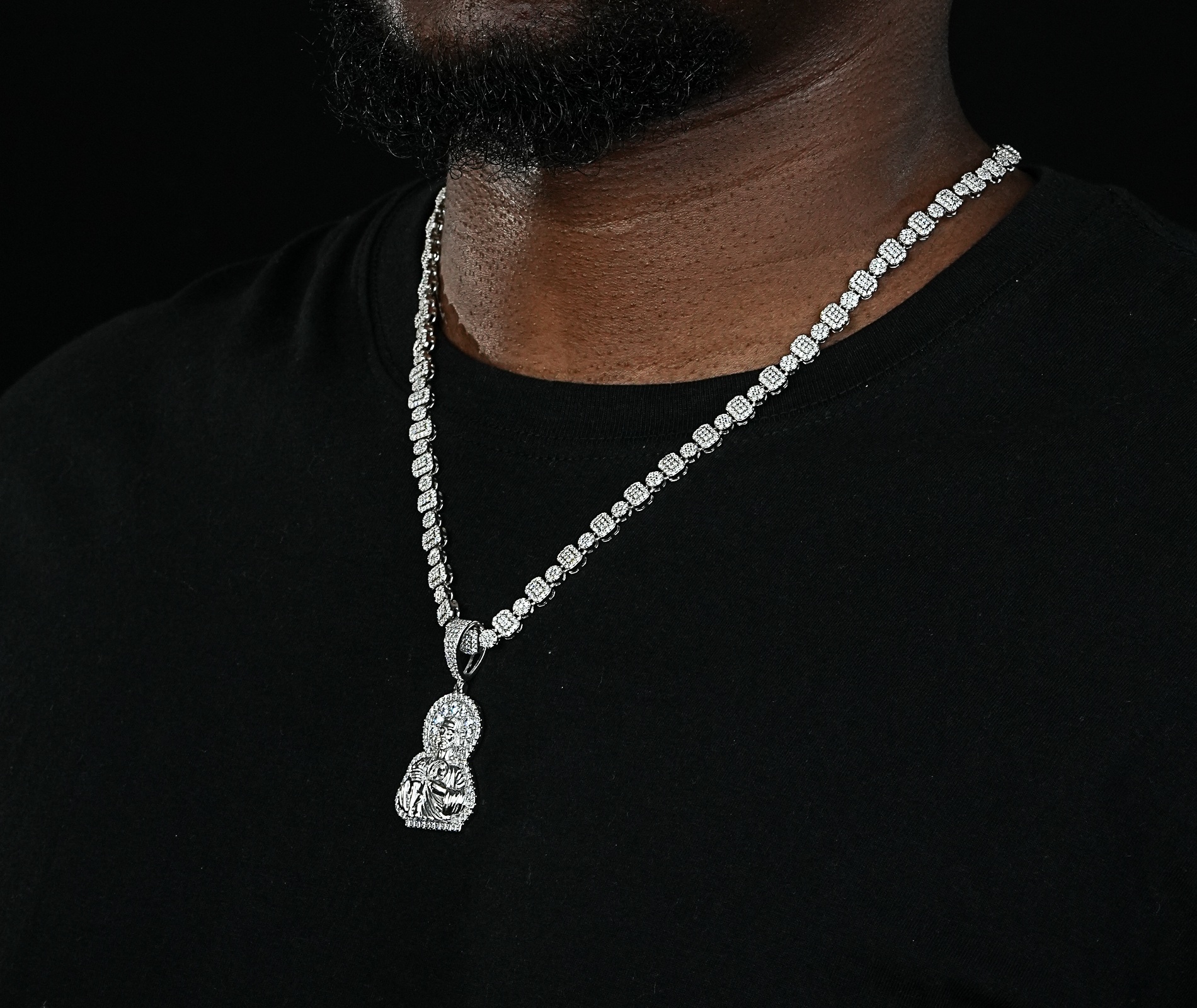 Shining Star Jewelry Christian Saint Jude San Judas Tadeo Diamond Charm Pendant