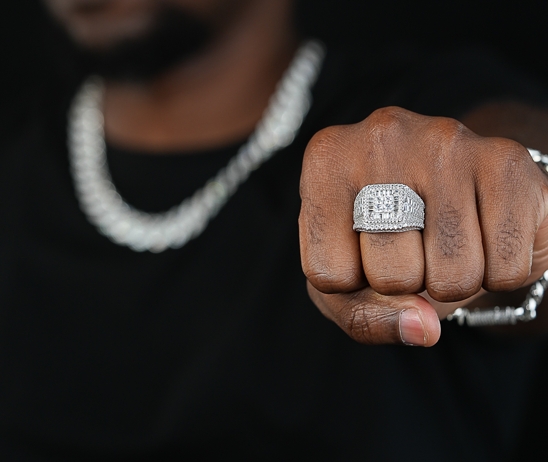 Shining Star Jewelry Unique Design Layering Moissanite Princess Cut Iced Out Ring