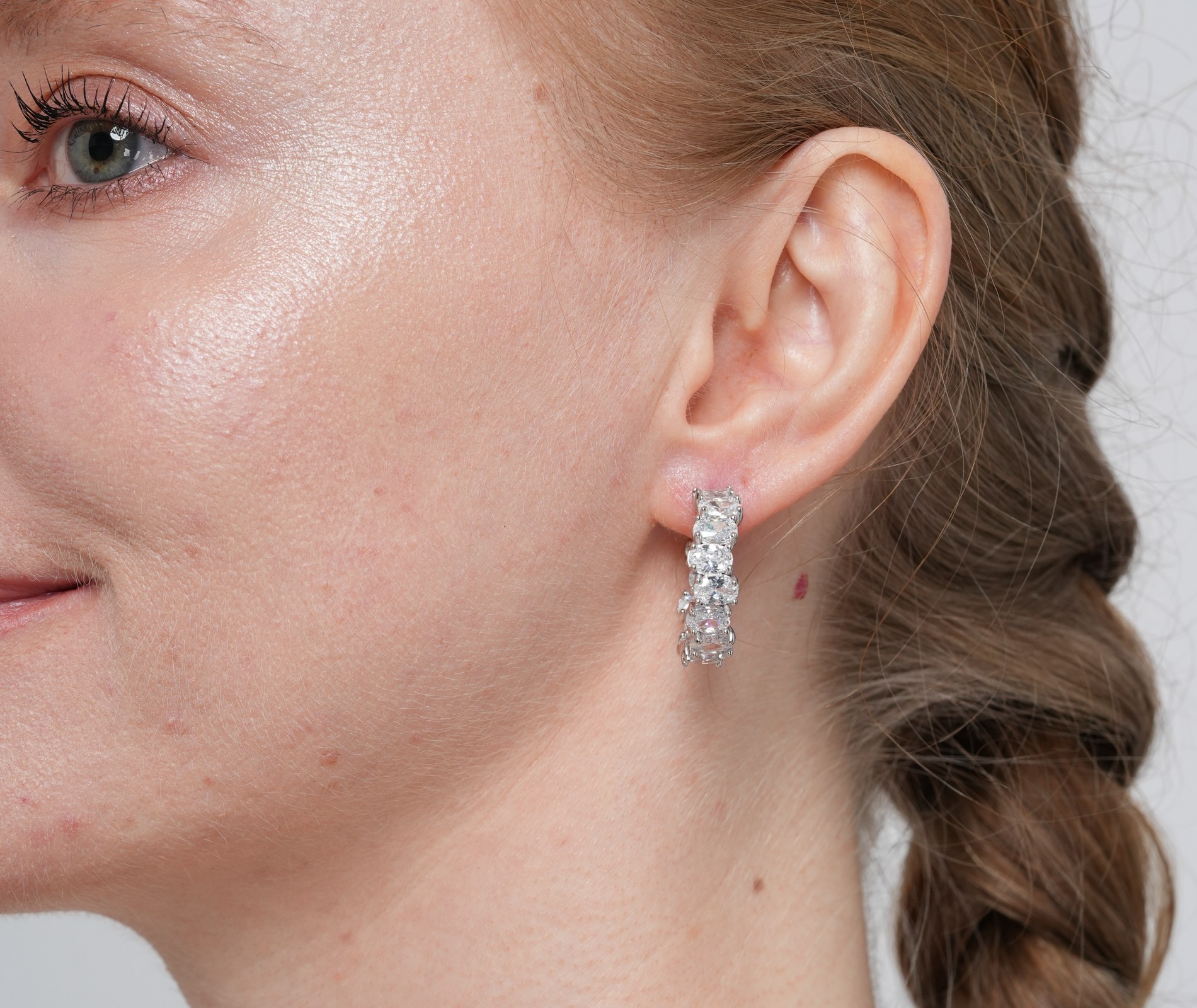 Shining Star Jewelry New Arrival Women Sterling Silver Oval Zircon Stud Earrings Shining Star Jewelry New Arrival Women Sterling Silver Oval Zircon Stud Earrings