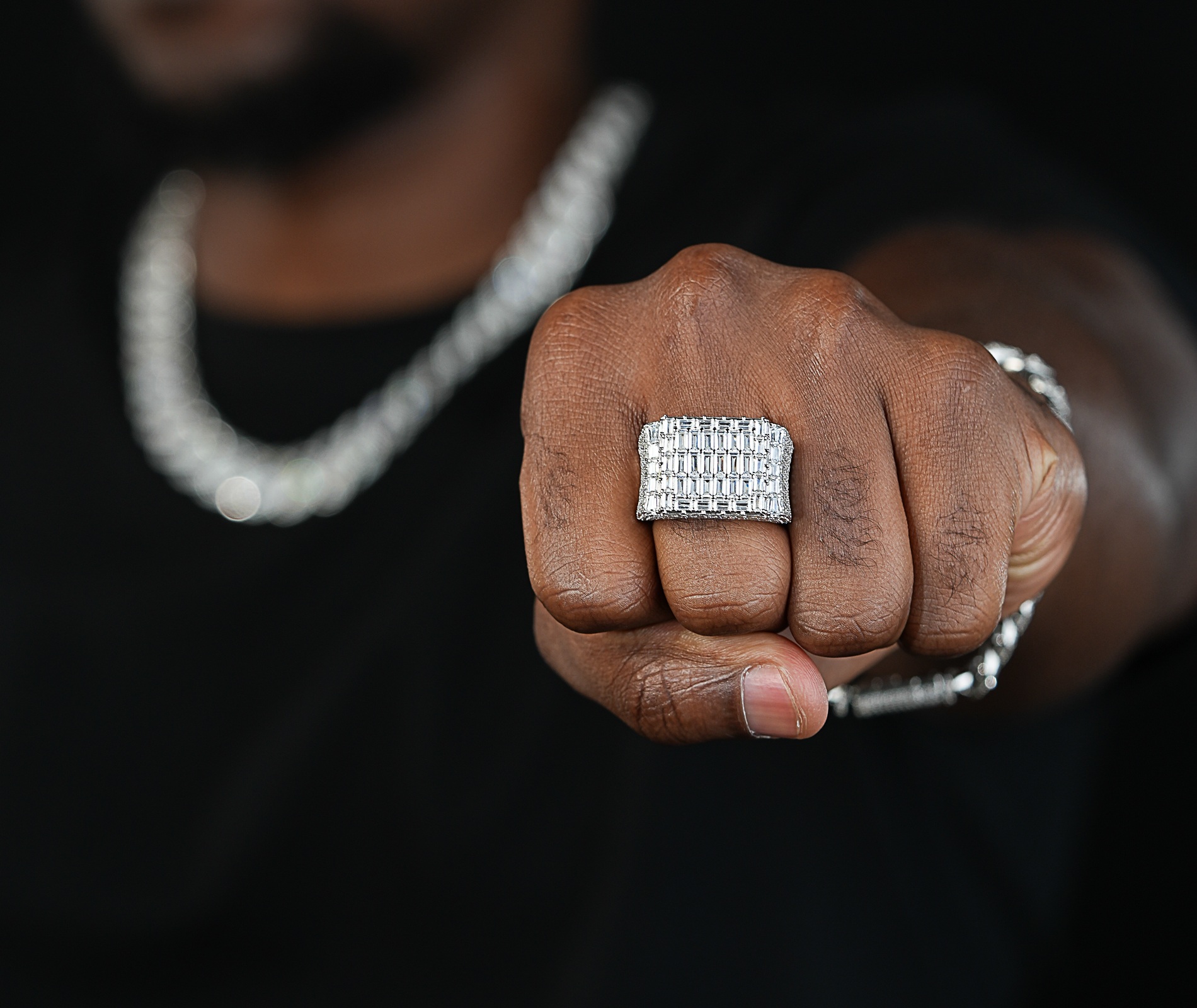 Shining Star Jewelry New Fashion Hiphop Moissanite baguette Cut Men Iced Out Ring