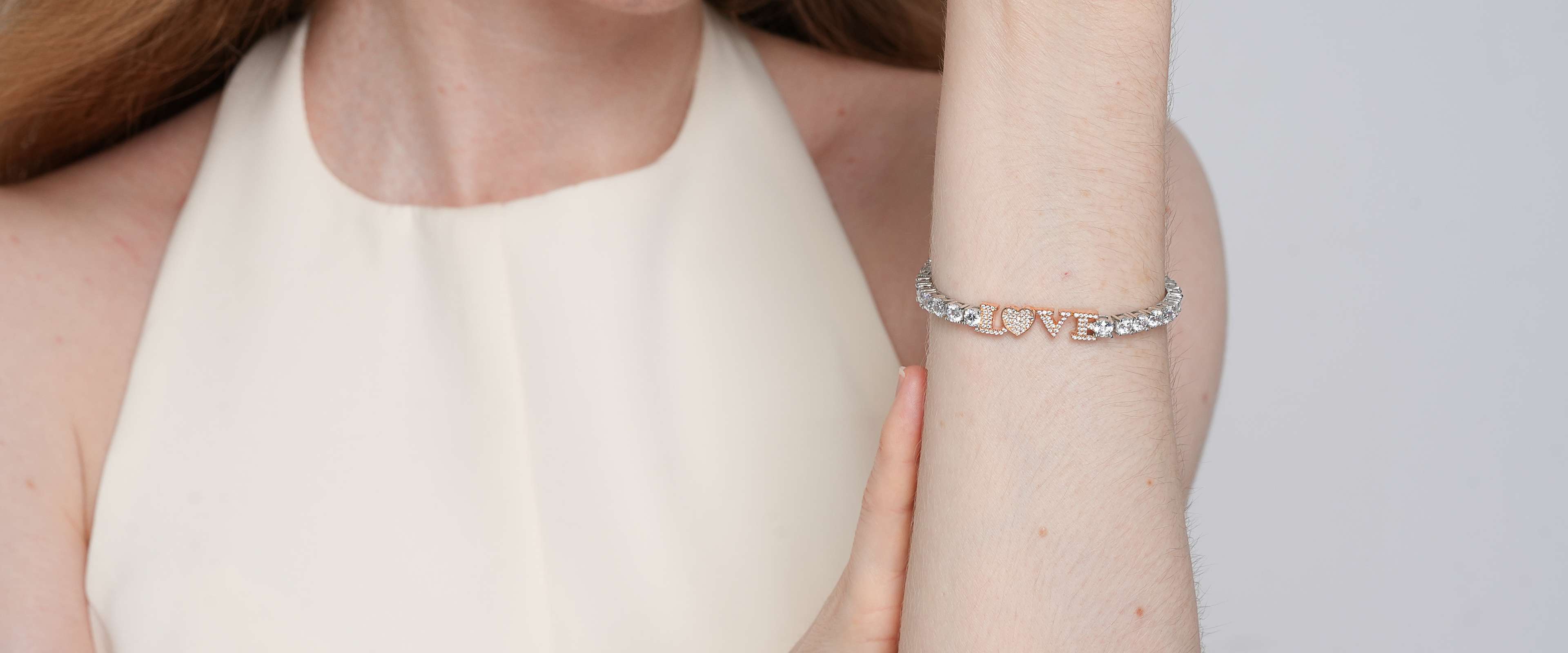 Shining Star Jewelry Women 925 Silver Iced Out CZ Two Tone LOVE Tennis Bracelet Shining Star Jewelry Women 925 Silver Iced Out CZ Two Tone LOVE Tennis Bracelet