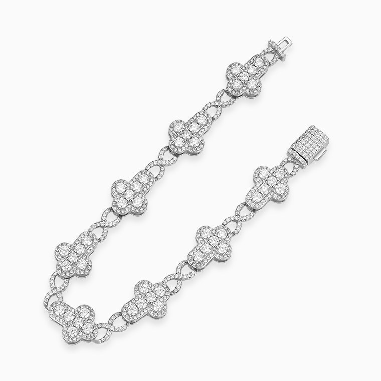 Shining Star Jewelry Trendy Iced Out VVS Moissanite Infinity Link Cross Bracelet