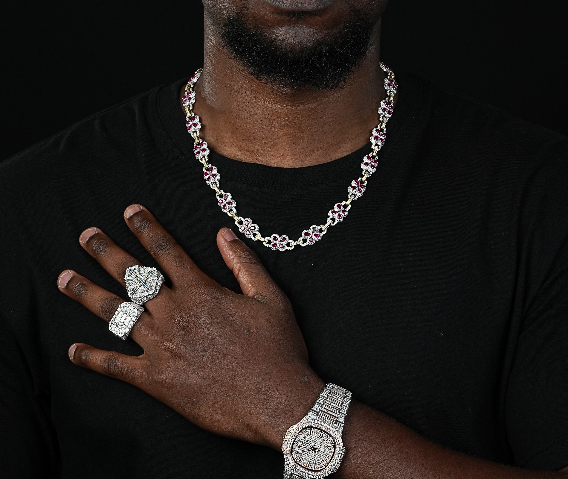 Shining Star Jewelry Elegant Luxury 925 Silver Pear Cut Ruby Butterfly Necklace