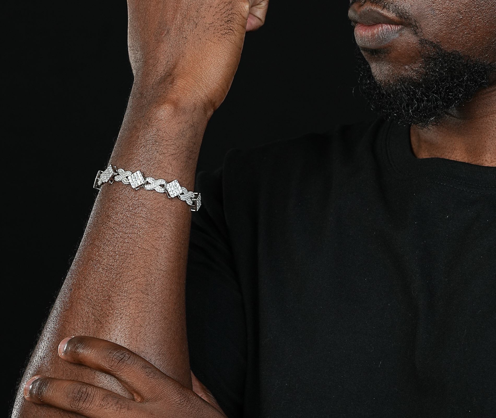 Shining Star Jewelry Micro Pave CZ Silver Hip Hop Street Style Infinity Bracelet