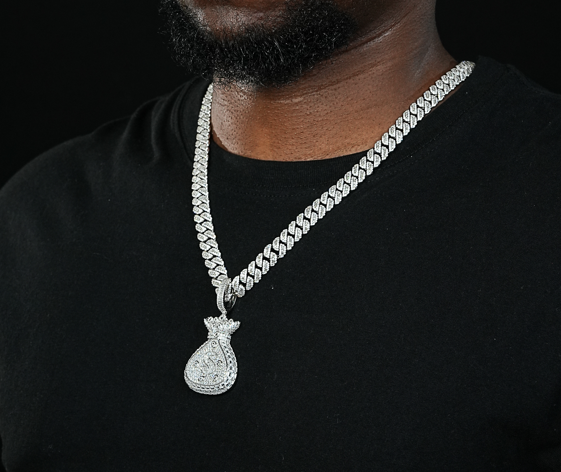 Shining Star Jewelry 925 Silver Pendant Mens Hip Hop Money Bag Pendant Shining Star Jewelry 925 Silver Pendant Mens Hip Hop Money Bag Pendant