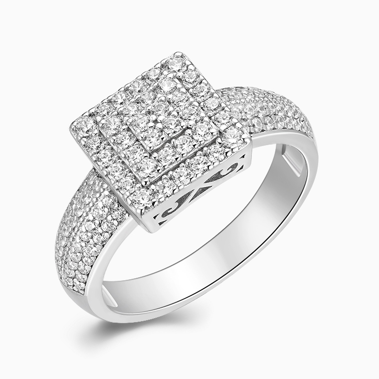 Custom 925 Silver Zircon Square Ring