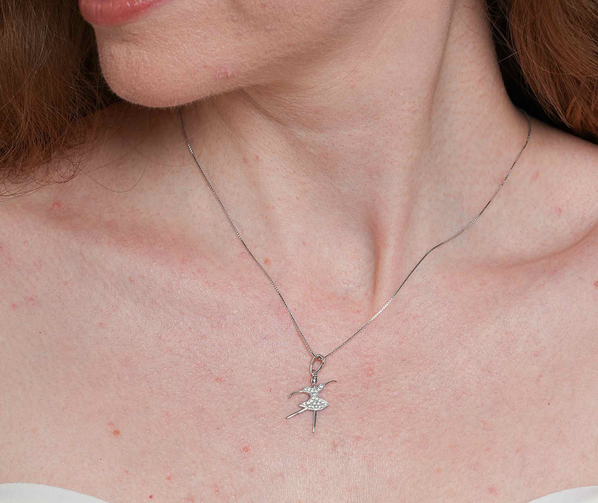 Shining Star Jewelry Adjustable Moissanite Dancing Girl Pendant Fine Necklace