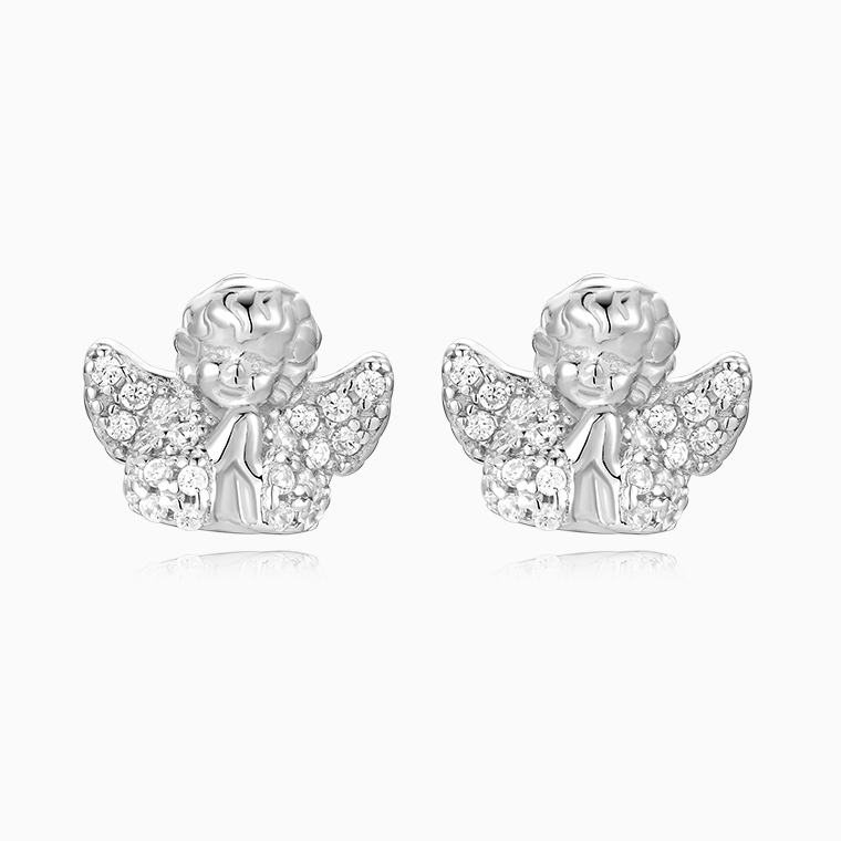 Shining Star Jewelry New Trend Moissanite Mini Cupid Angle Cherub Stud Earrings
