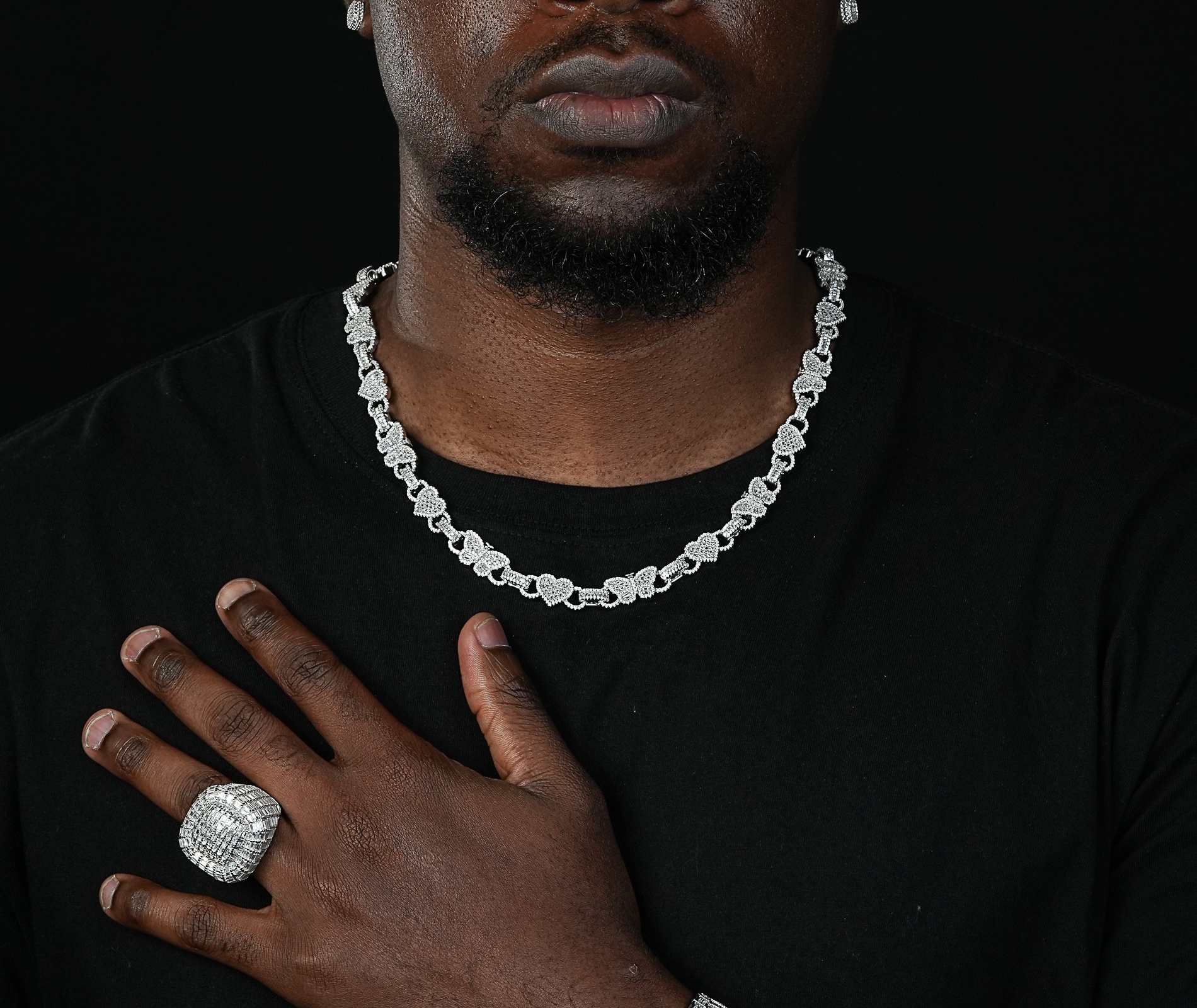 Shining Star Jewelry Hiphop Baguette Moissanite Butterfly Heart Chain Necklace