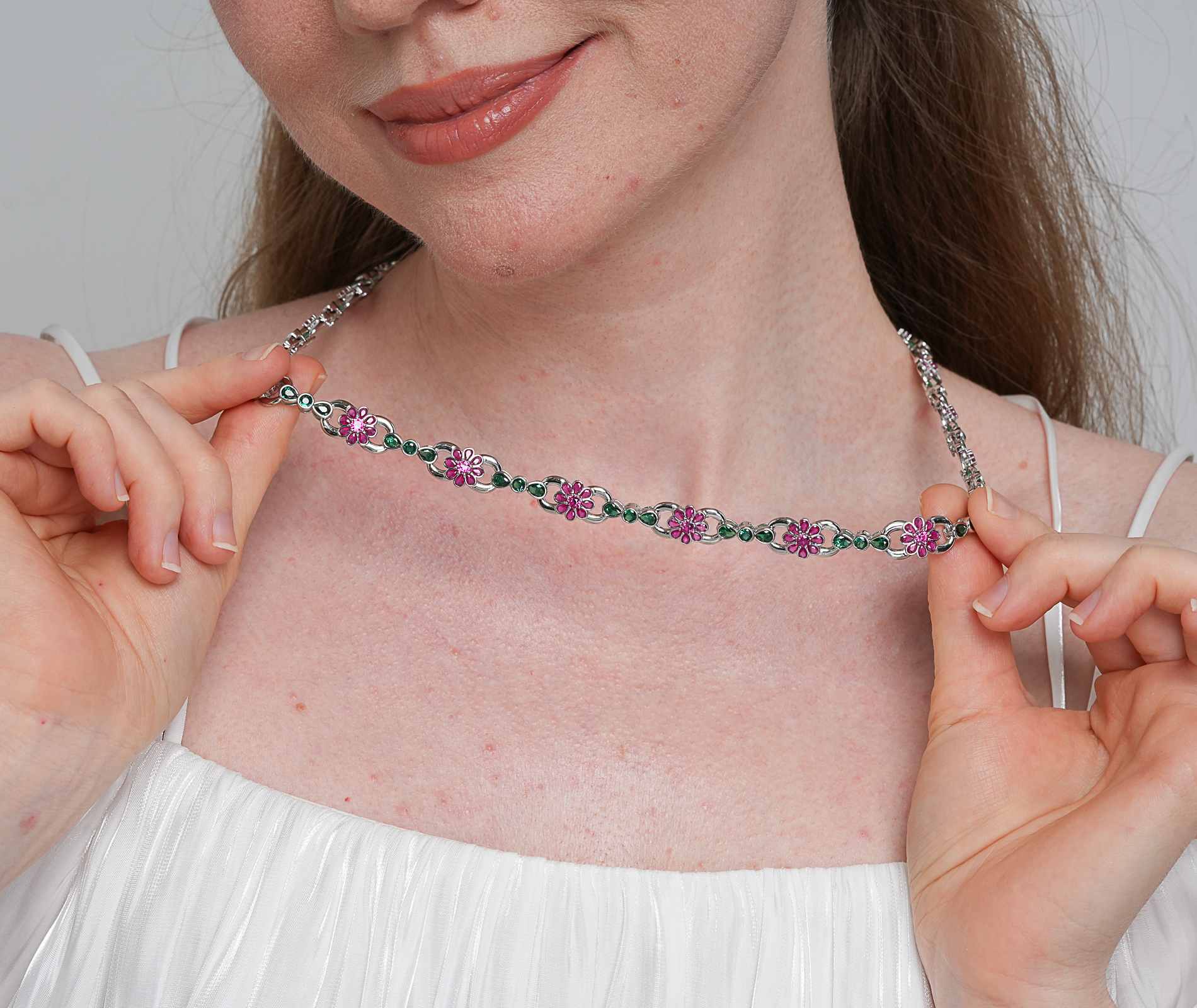 Shining Star Jewelry Hawaiian Holiday Colored Diamond Infinity Flower Necklace