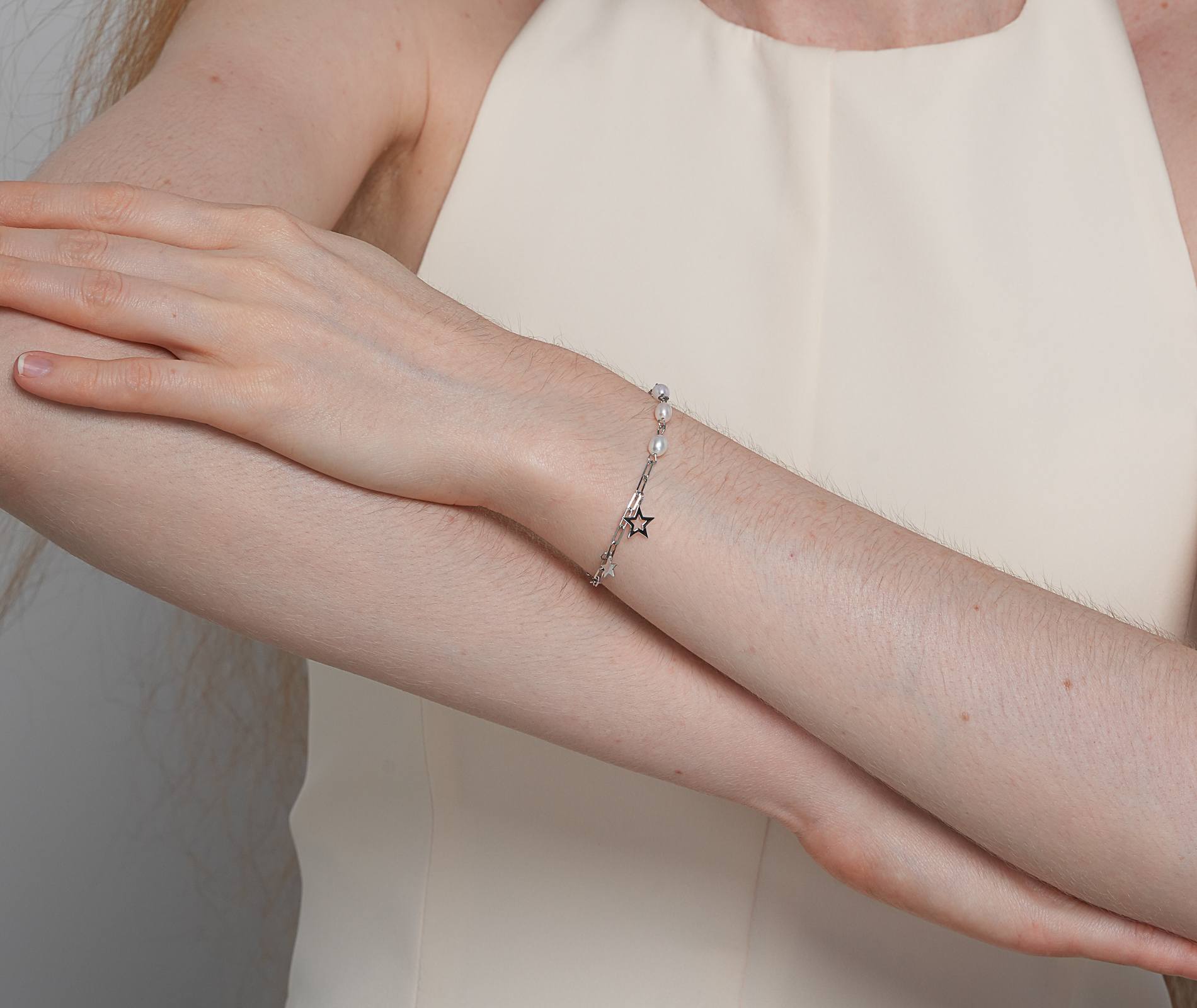 Shining Star Jewelry Women's Adjustable 925 Silver Smooth Star Fine Bracelet