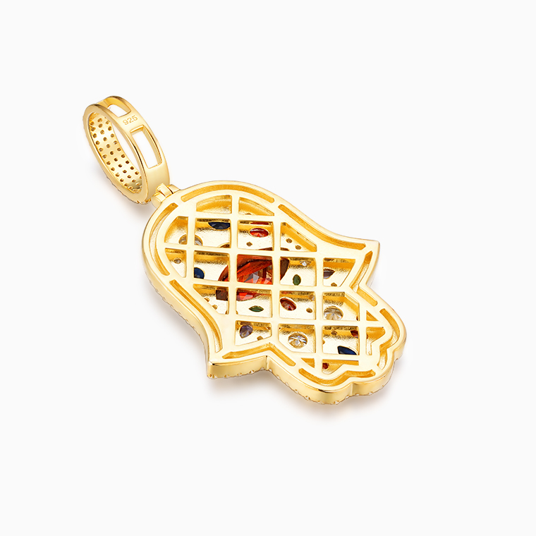 Shining Star Jewelry Turkish Amulet Colored Diamond Evil Eye Hamsa Hand Pendant Shining Star Jewelry Turkish Amulet Colored Diamond Evil Eye Hamsa Hand Pendant